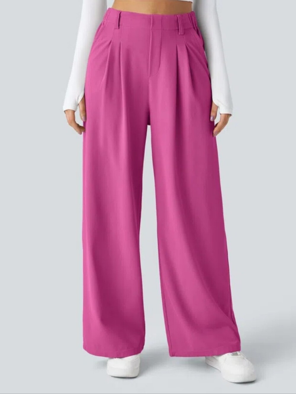 HALARA Wide Leg High-Waist Pants in Magenta Pink